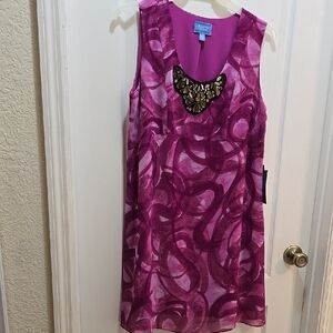 Pink Patterned Sleeveless Dress